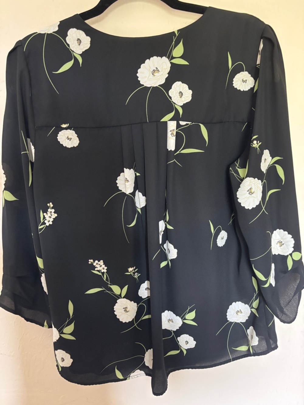 DR2 Black Floral Notch-Neck Blouse - Picture 2 of 5